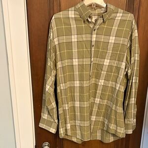 Men's Plaid Button-Down Shirt - Olive Green
